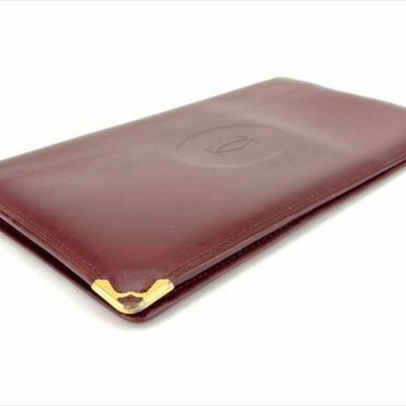 Cartier Wallet Purse Mastline Red Gold leather Woman unisex Authentic Used - Picture 3 of 9